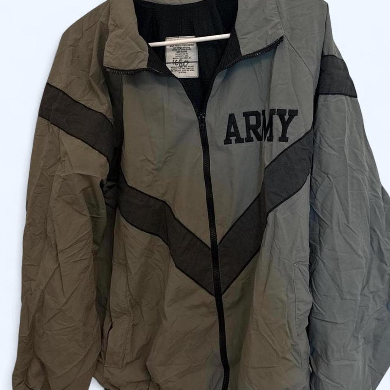 Vintage 90s–00s Army PT windbreaker jacket — grey & black