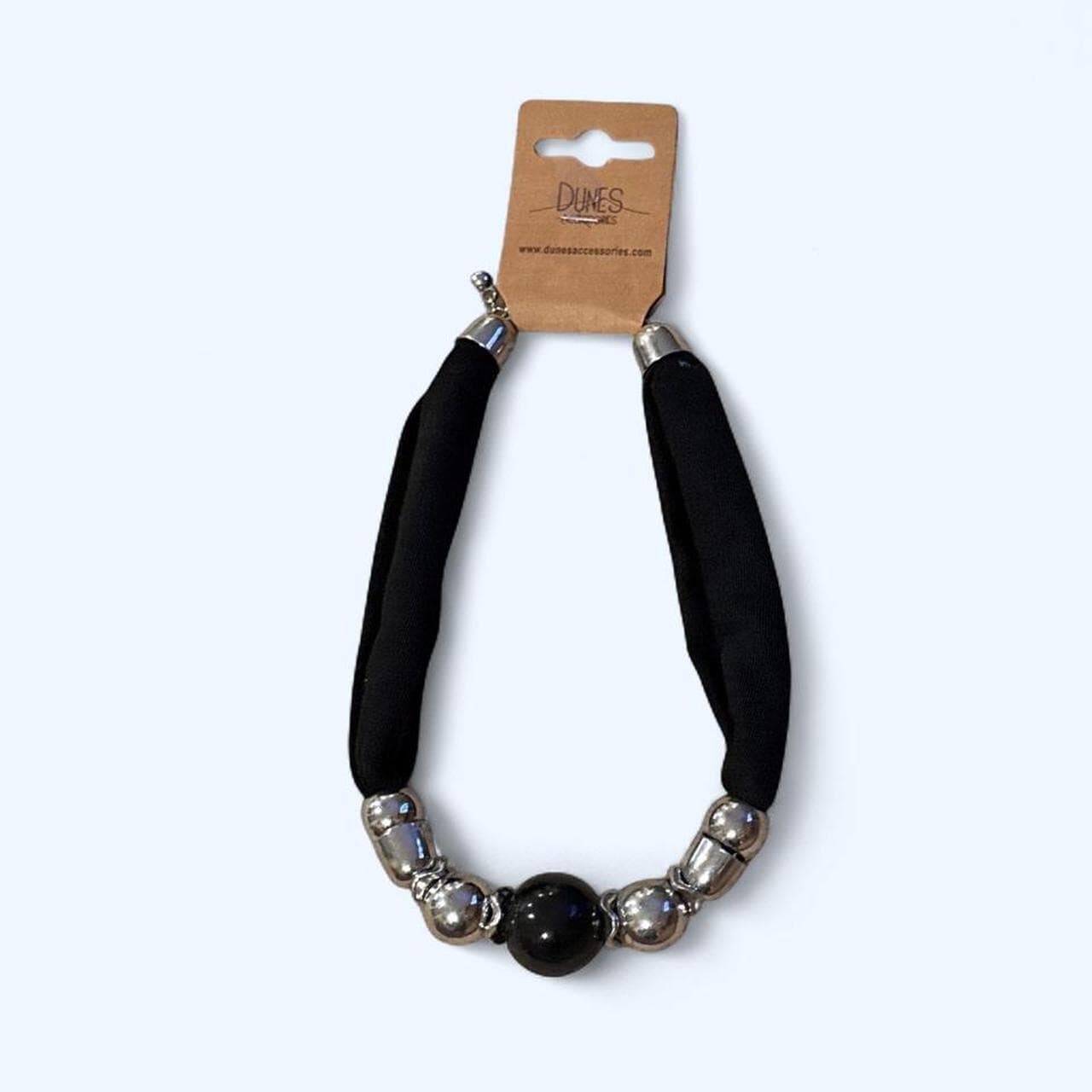 Dunes black & silver statement necklace — new on card